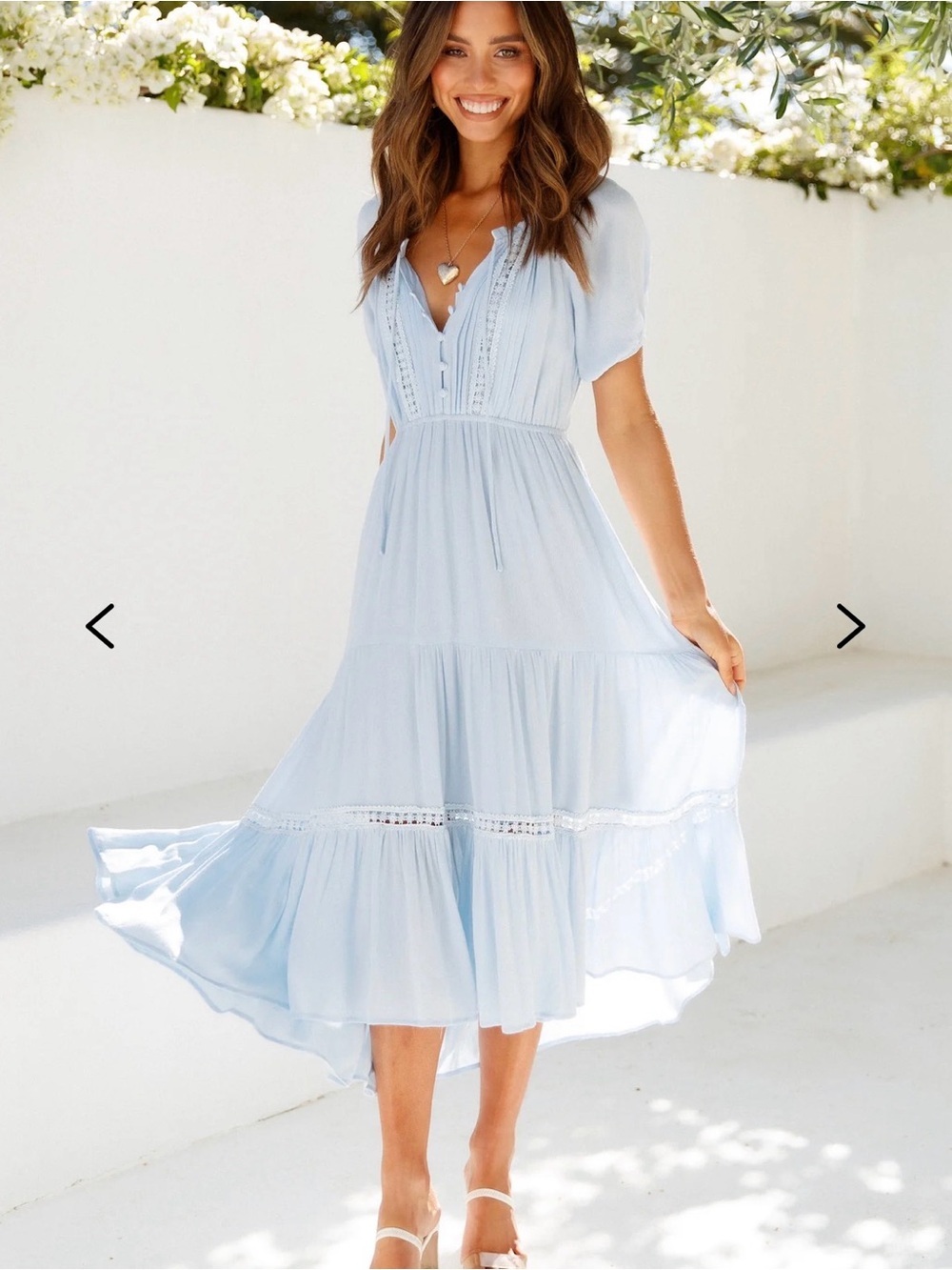 Hello Molly High Above the Clouds Tiered Midi Dress Cottagecore Feminine SZ 4 - Picture 5 of 16